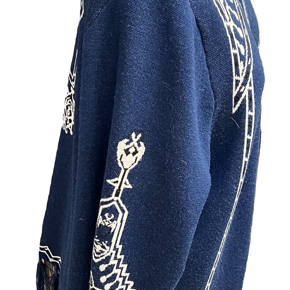 Kobi Halpern Cardigan Blue Black & White With Blue Plumes - Picture 5 of 8